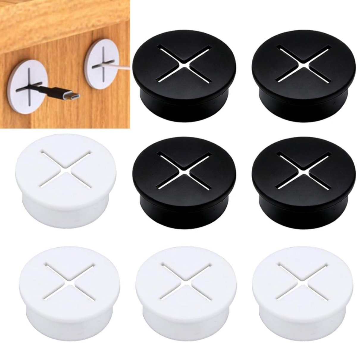 Dailygoods- Bureaudoorvoer 25mm - Kabeldoorvoer - Kabelmanagement - Siliconen - Draadgatafdekking - 8 Stuks
