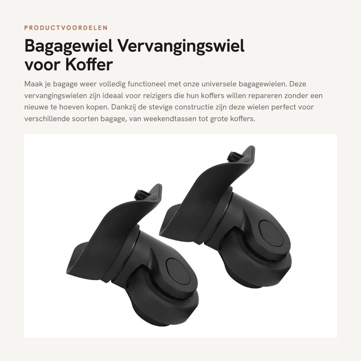 Dailygoods- Bagagewiel Universeel - Vervangingswiel - Kofferwiel - Duurzaam - Lichtgewicht - Eenvoudige installatie