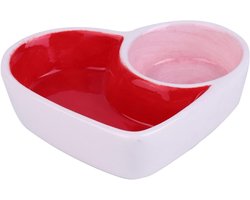 Voerbak Huisdier - Kom Kleine Dieren - Voeren en Wateren - Keramisch Zwaar Gewicht - 9.5 cm - Rood