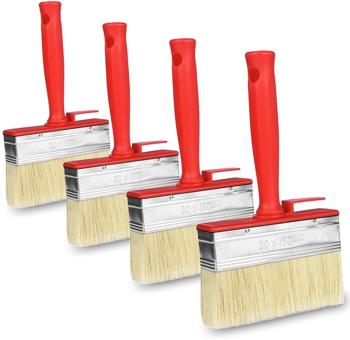 Dailygoods- Vlakstrijker 120 mm - 4 Stuks - Lasuurkwast - Wandkwast - Schilderkwast - Voor oplosmiddelhoudende lakken