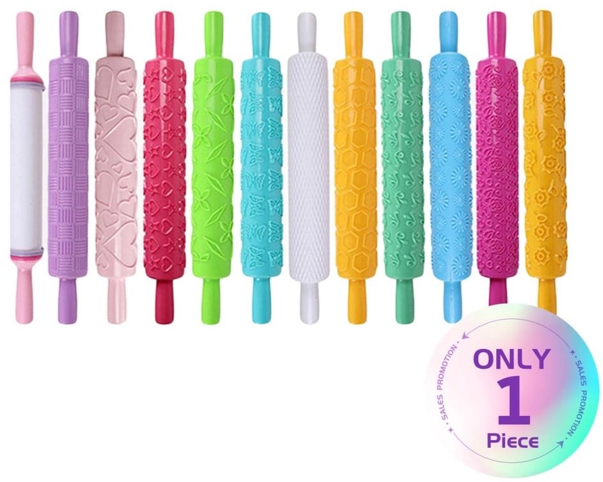 Dailygoods- Taartdecoratie 12 Stuks - Deegroller in Reliëf - Decoratiegereedschap - Fondant Taartpasta - Anti-aanbakontwerpen - Ideaal voor DIY Taartbakken - Bakgereedschap