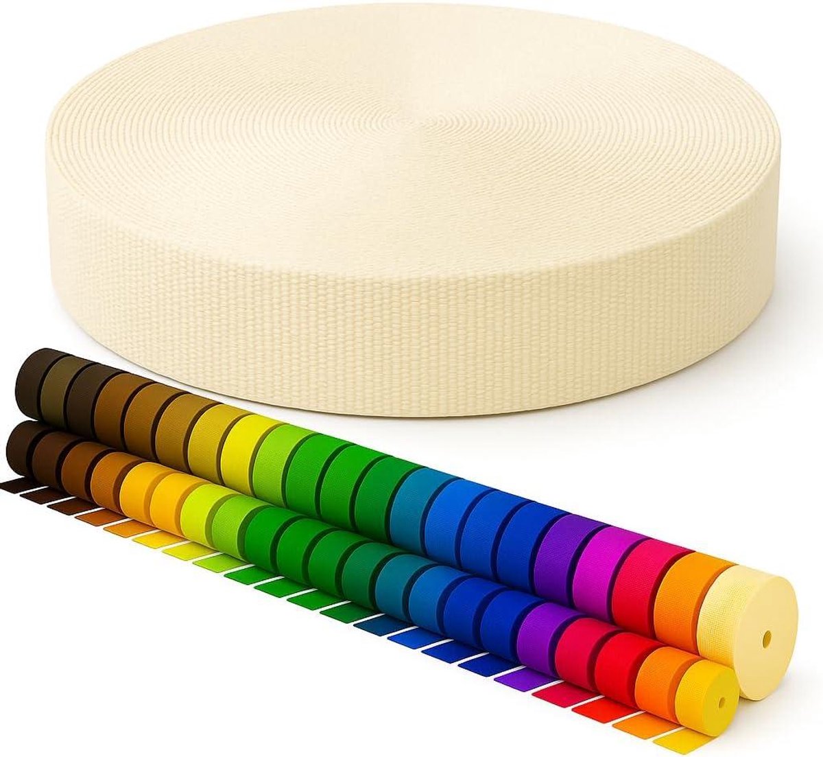 Polypropyleen Band - Webbing Band Polyester Band - Veelzijdig Knutselen - 7 Bandbreedtes - 5m x 30mm - Lichtcrème
