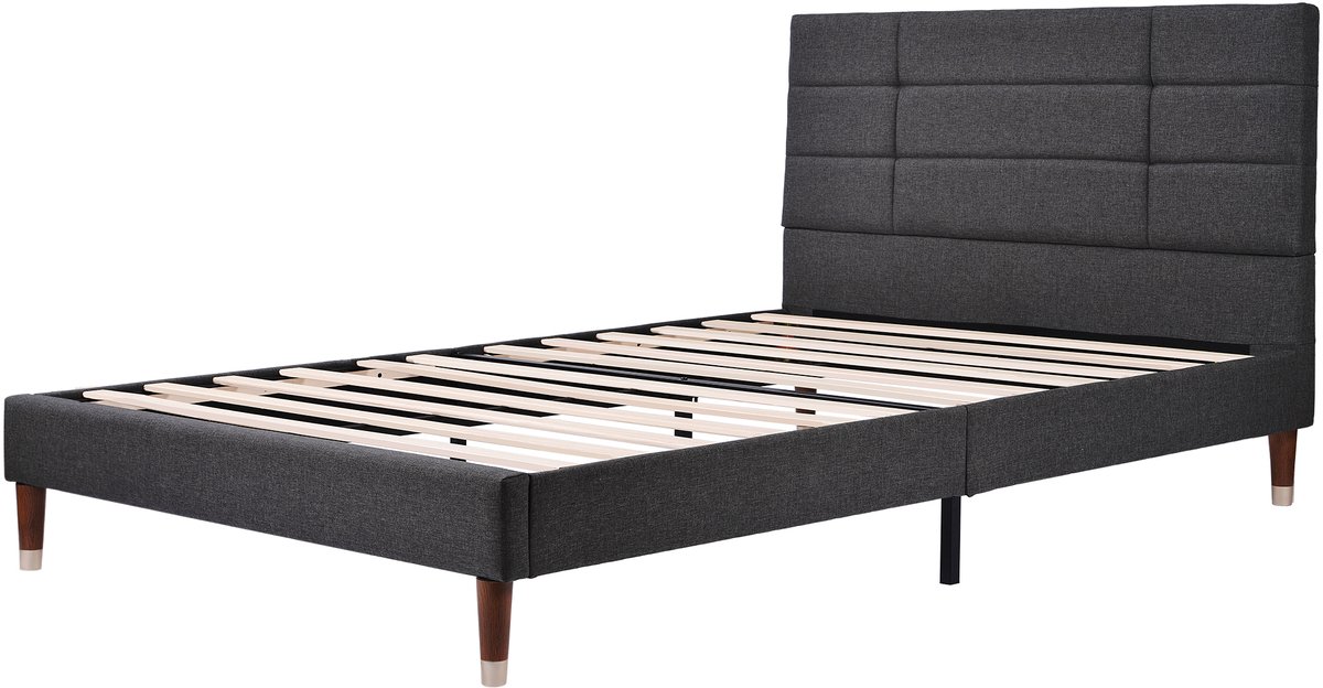 COVREO Bedframe 140x200 cm, 141 cm breed, donkergrijs, zonder matras