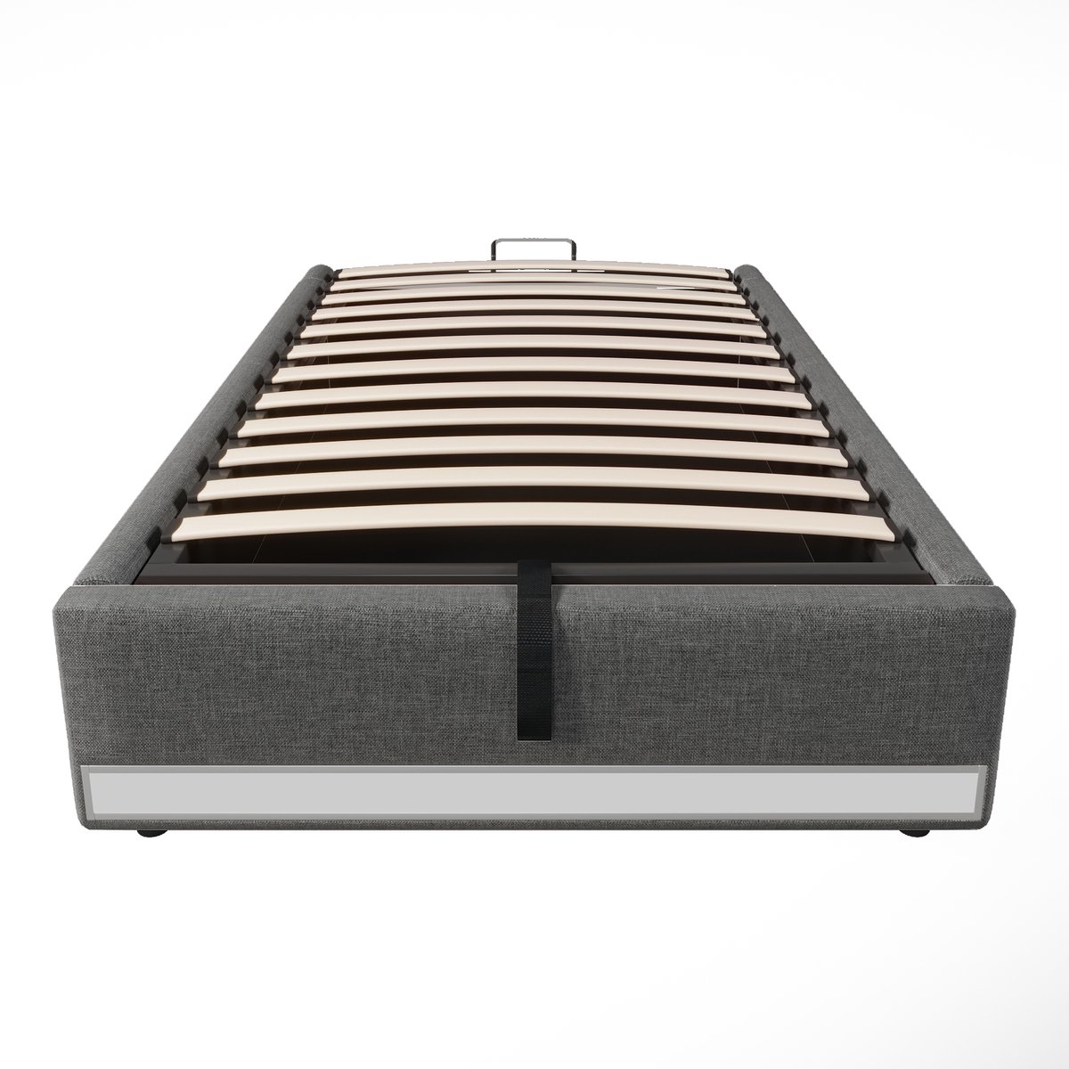 COVREO Bedframe 90x200 cm grijs, LED, USB-C, opbergruimte, zonder matras