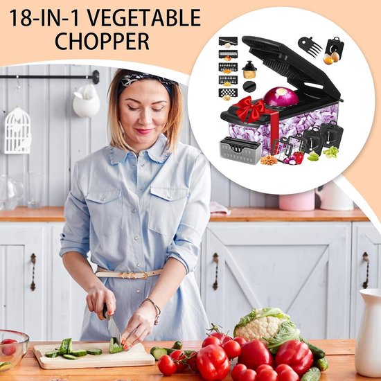 Keuken Hakker - Groente Snijder - Maaltijd Voorbereiding - 18-in-1 Functies - 334 cm Lengte - Zwart — afbeelding 3