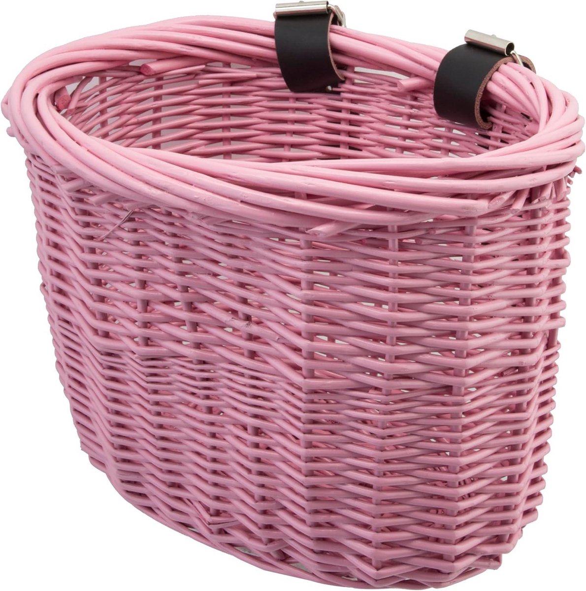 Willow Mand - Fietsmand Wilgenhout - Fietsen Boodschappen - 2-Strap Stuurbevestiging - 23 x 23 x 17 cm - Roze