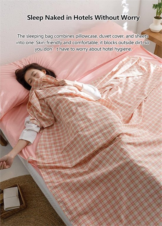 Katoenen Slaapzakvoering - Reislaken Hotel - Comfortabel Slapen - Gewassen Katoen - 80x210cm - Groen — afbeelding 3
