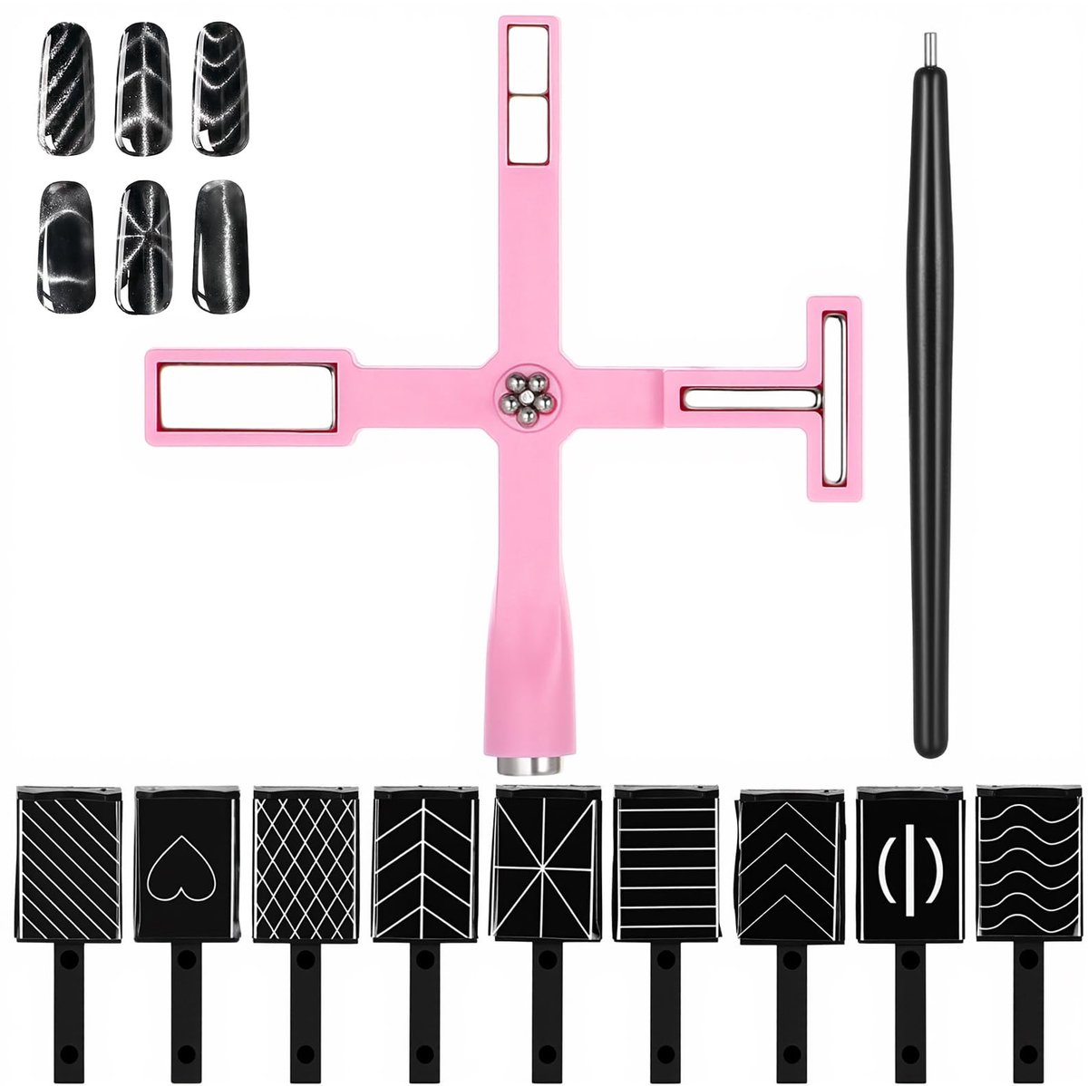 Dailygoods- Magneetnagelmagneetset 11 Stuks - 5-in-1 Geüpgraded - Kattenogen - Nagelmagneten - Siliconen Beschermhoes - Magisch Effect