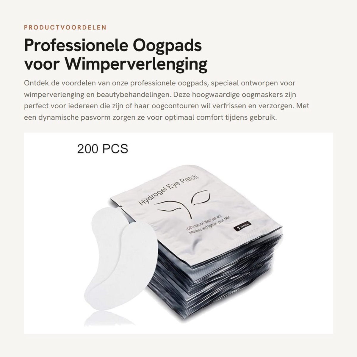 Dailygoods- Oogpads 200 paar - Professionele Oogpatches - Hydraterend Oogmasker - Voor Wimperverlenging - Vermindert Wallen/Rimpels - Met Vitamine C