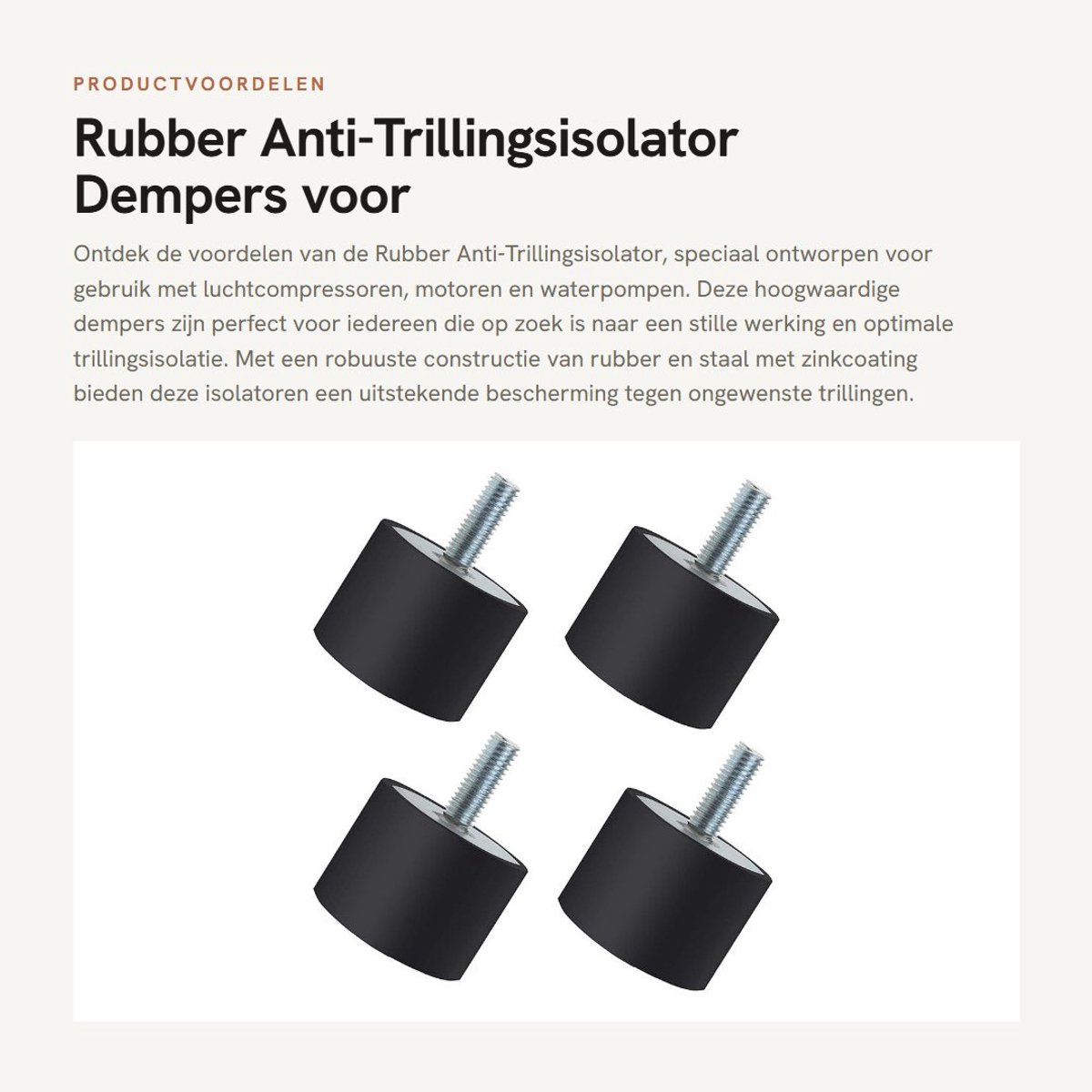 Dailygoods- Trillingsisolator Rubber - 4 Stuks M8 40x30mm - Dempers voor Motoren - Geluidsregeling - Antivibratie - Staal Zink Coating
