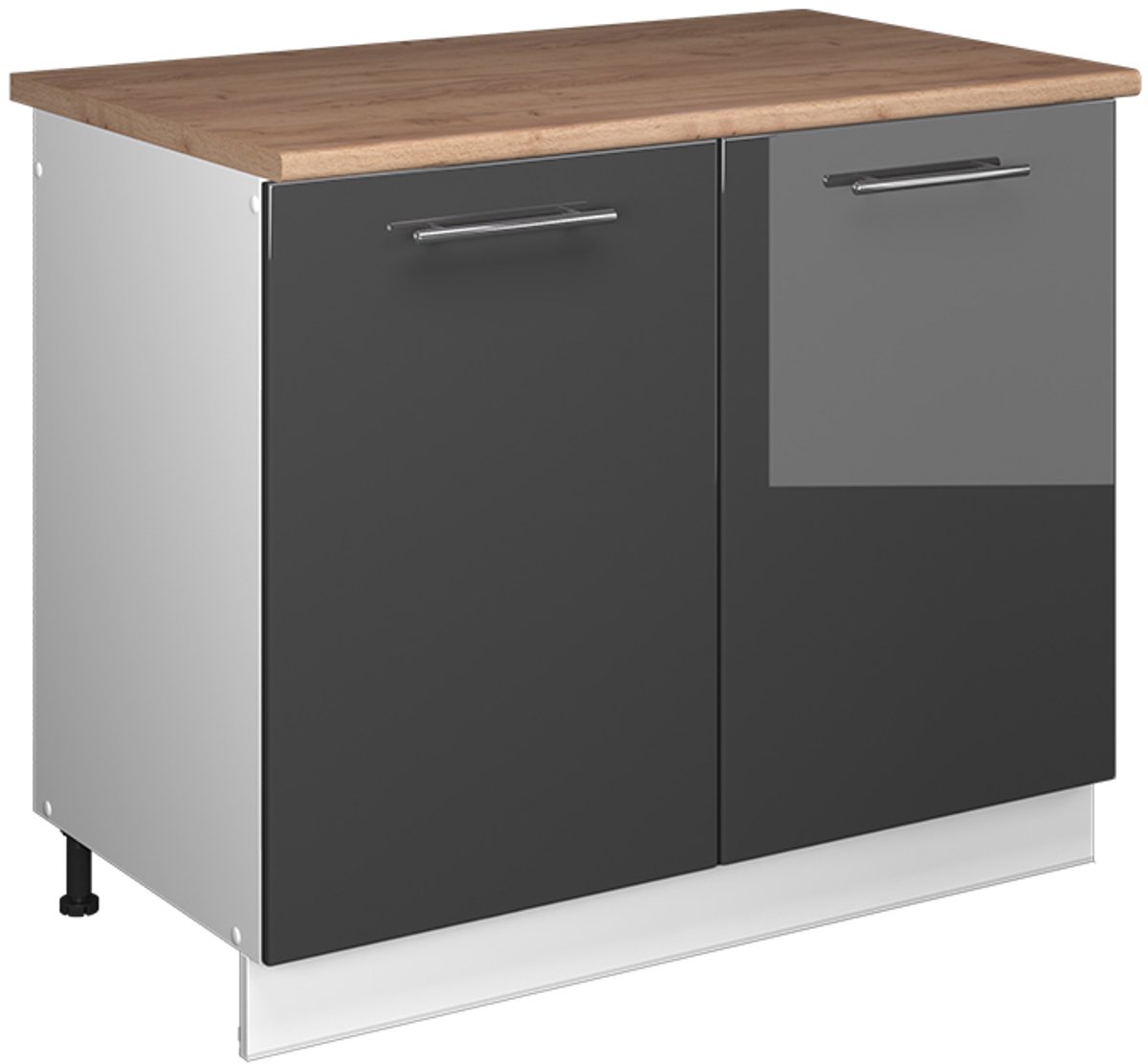 Vicco Wastafelkast Fame-Line, Antraciet Hoogglans/Wit, 100 cm, WB Eik