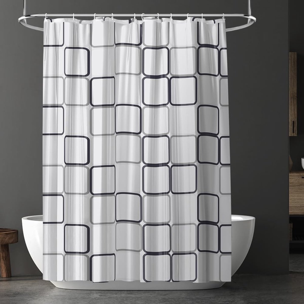 Dailygoods- Douchegordijn Anti Schimmel - Waterdicht PEVA - 180x180 cm - Schimmelwerend - 12 Haken - Bedrukt Patroon - Duurzaam Materiaal - Badkamer Gordijn
