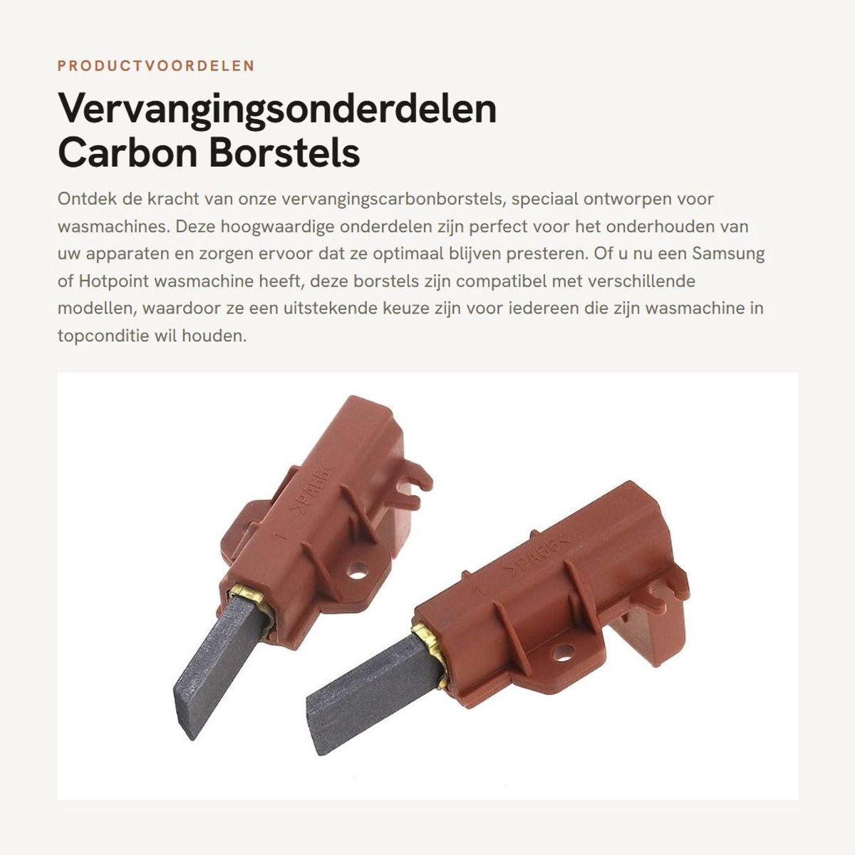 Dailygoods- Motorborstel Set van 2 - Vervangingsonderdelen voor Samsung en Hotpoint - Geschikt voor P1443, P1447, BWD12 - Carbon Borstels - Accessoire voor Wasmachine - Hoogwaardige Kwaliteit - Wasmachineonderdeel