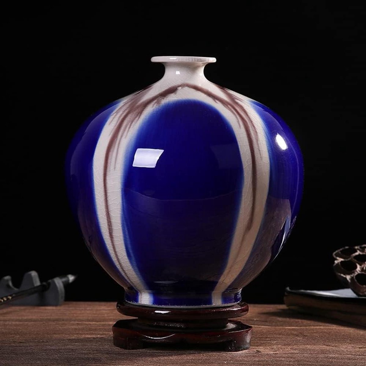 Keramische vaas - Decoratieve pot - Woonkamer decoratie - Uniek oven effect - 1000 gram - 