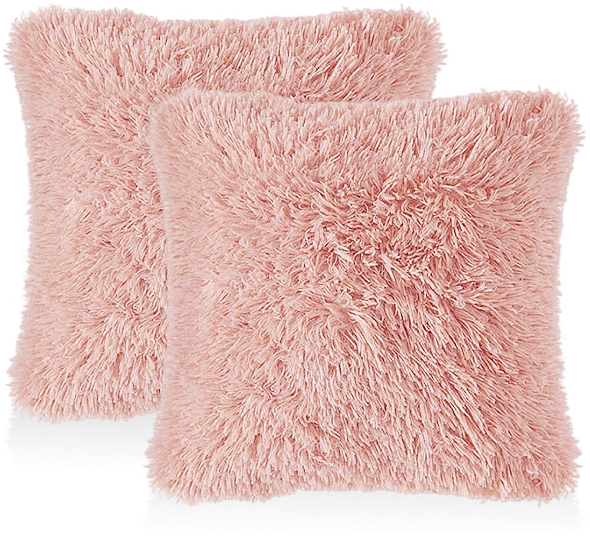 Dailygoods- Kussensloop set van 2 - Pluche - Roze - Ademend - Zacht - Comfortabel - Maat 45 x 45 cm - Kussenovertrek