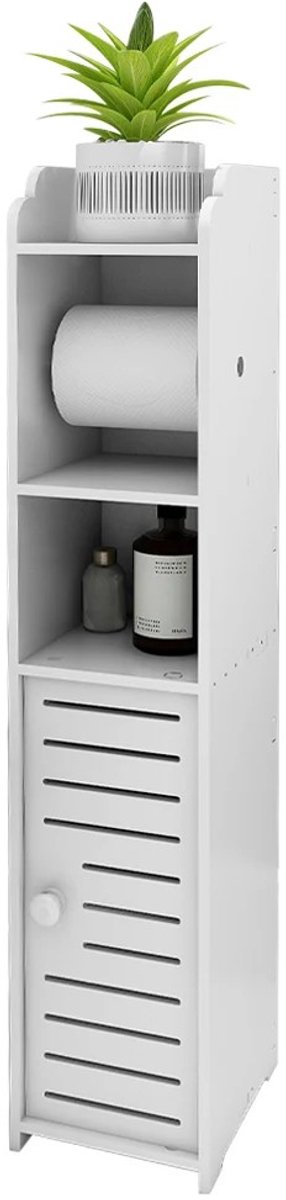 Dailygoods Multifunctionele badkamermeubel - kan worden gebruikt als plantenstandaard - toiletrolhouder - enkele deur, d