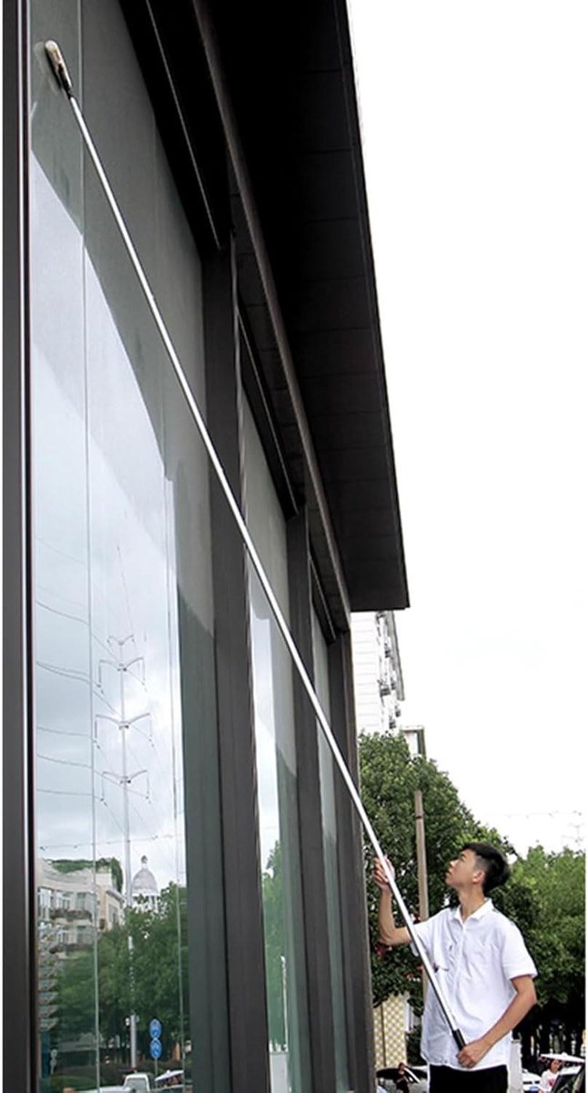 Raam Reiniger - Glastrekker Telescoop - Hoge Ramen Wassen - Lichtgewicht Aluminium - 5 Meter - Zilver