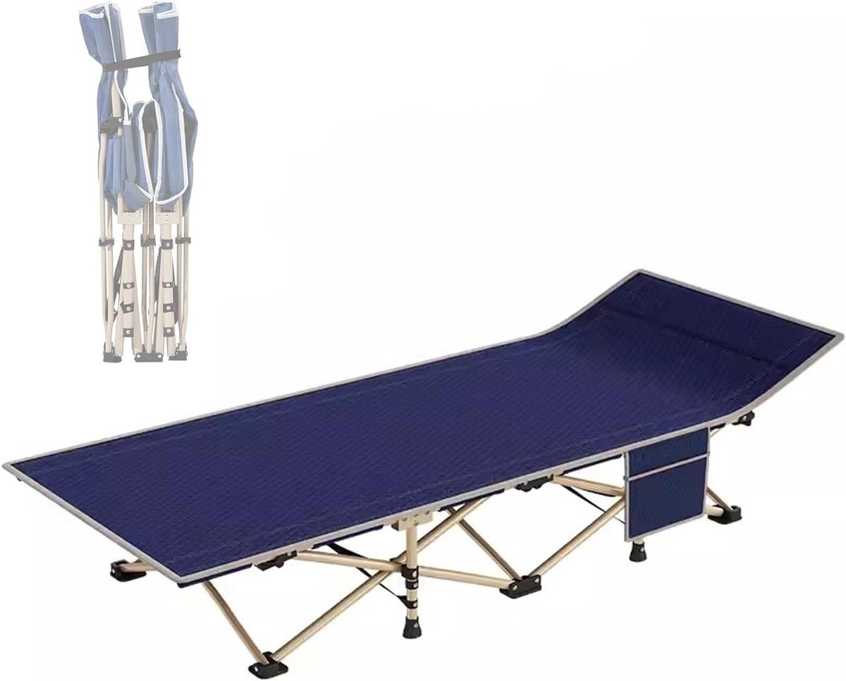Klapbed Kamperen - Slaapbed Buiten - Comfortabel Slapen - Stabiel Vierkant Frame - 190x67x35cm - Zwart