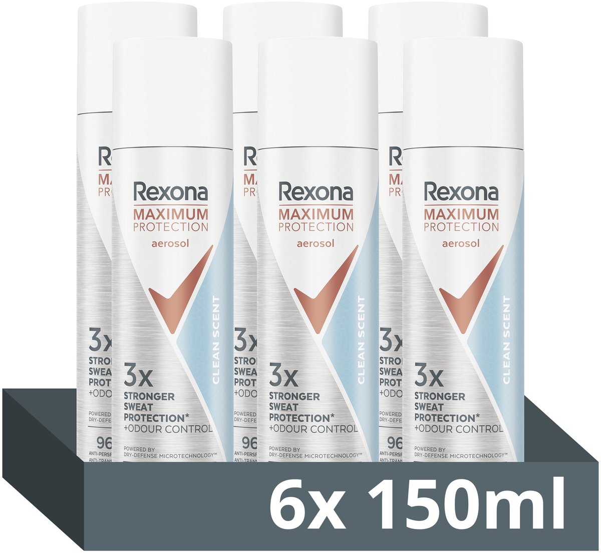 Rexona Women Maximum Protection Anti-Transpirant Spray - Clean Scent - 3x meer bescherming dan onze reguliere anti-transpirant deodorant - 6 x 150 ml