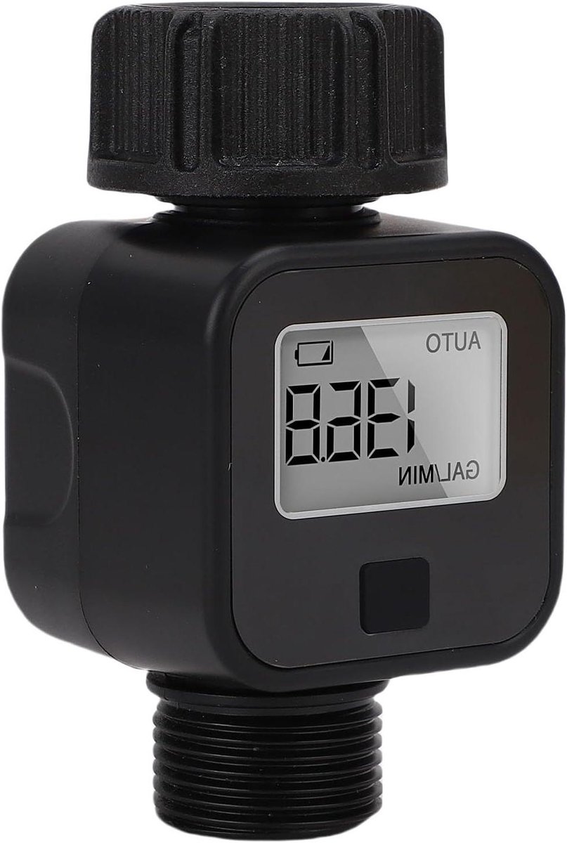 Tuinwaterstroommeter - Waterverbruik Meter - Waterverbruik Monitoren - Vier Meetmodi - 99999 Liter Max - Zwart