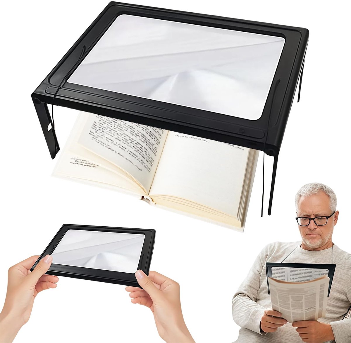 Dailygoods - Vergrootglas met Licht en Inklapbare Standaard voor Senioren