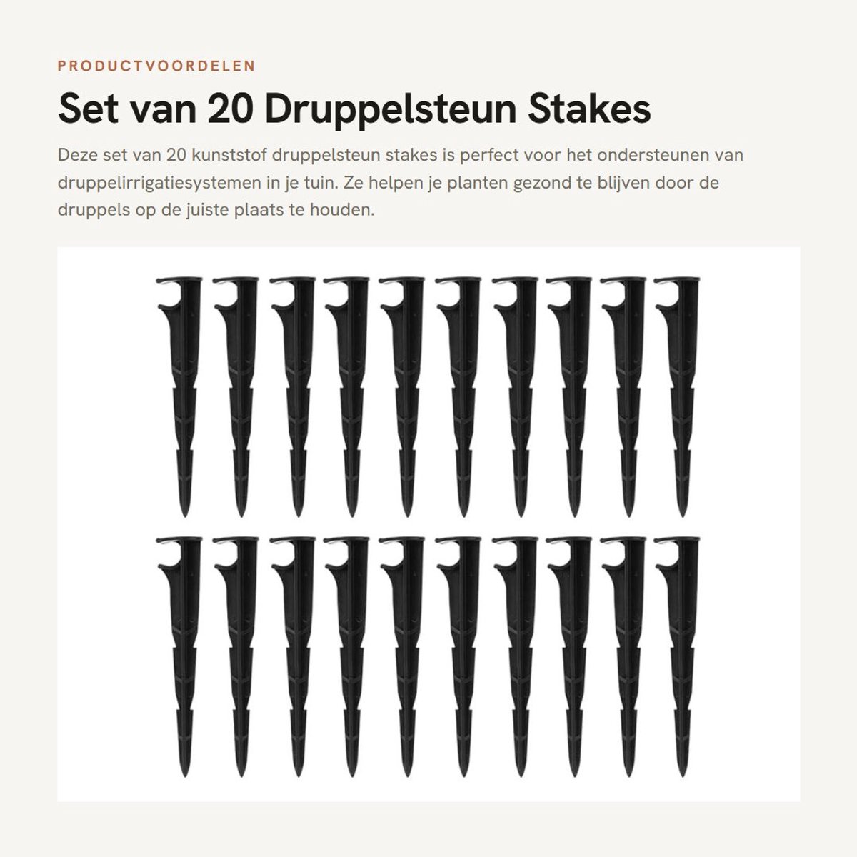 Dailygoods- Druppelsteun 20 Stuks - Irrigatiepaal - Kunststof Steunpalen - Tuin - Bloem/ Groente Bedden - 16x3cm - Irrigatiesteun