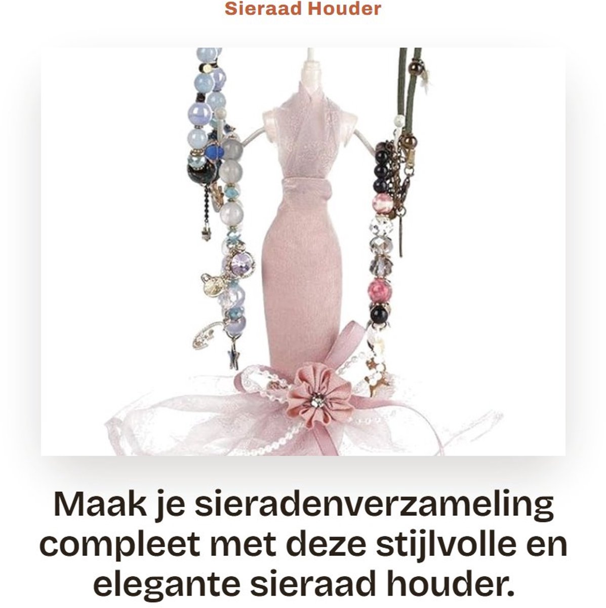 Dailygoods- Sieradenstandaard Elegant Design - Sieraden Organizer - Armband Houder - Ringenhouder - Sieradenboom - Hanger voor Kettingen - Materiaal: Hars en Stof - Sieradenhouder
