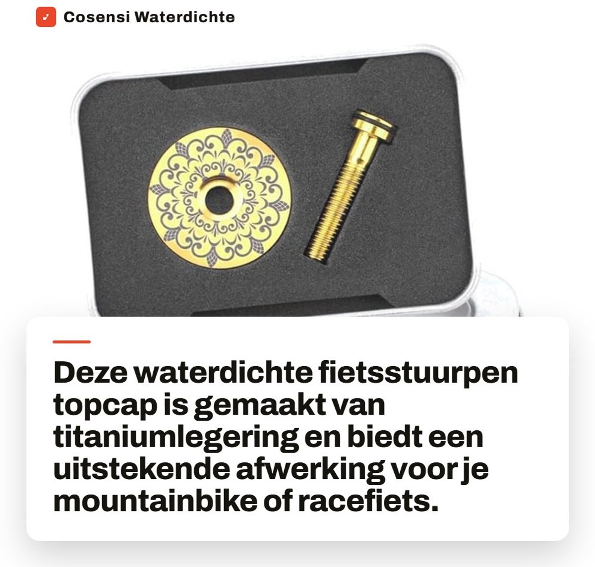 Dailygoods - Waterdichte Fiets Stuurpen Top Cap met Bouten van Titanium