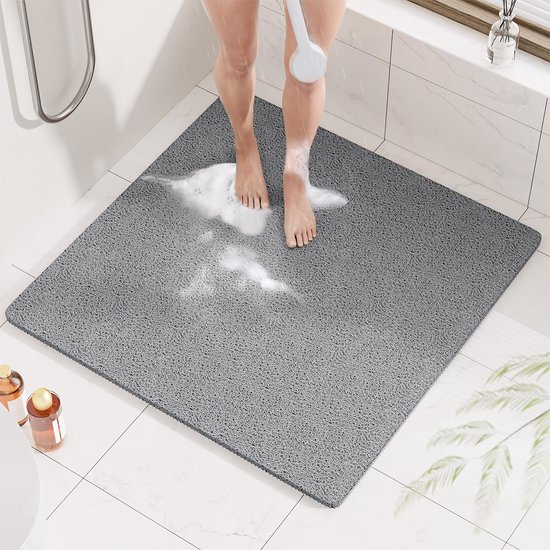 Antislip Douchemat Badkamer Vloermat Waterdichte Douchemat PVC Spiralen Badmat 80×80 cm Grijs Douchevloer Mat