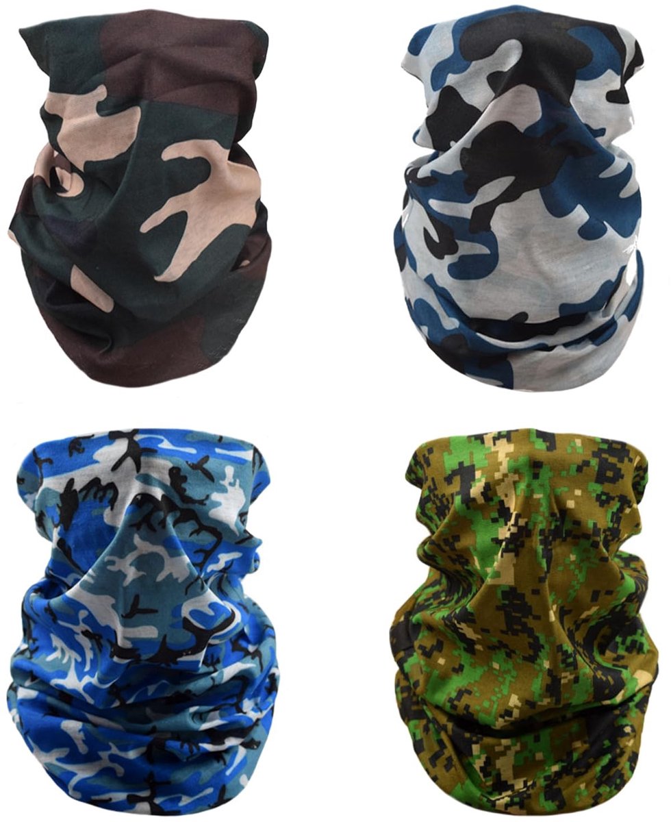 Dailygoods- Hoofdbedekking 4 stuks - Multifunctionele Bivakmutsen - Gezichtsmasker - Winddichte Halsdoek - Lichtgewicht Polyester - Ademend en Huidvriendelijk - Bivakmuts