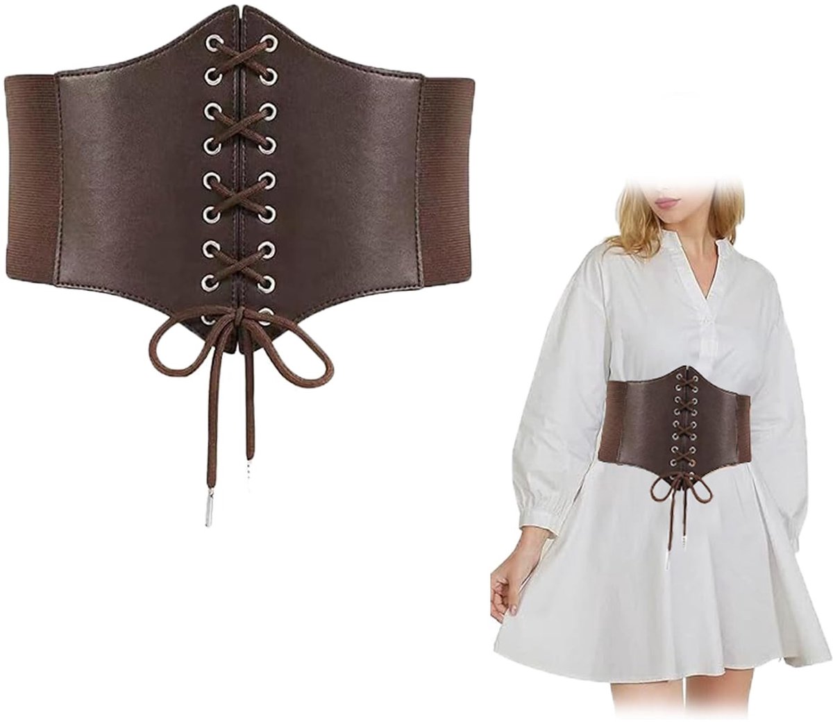 Dailygoods- Corset Dames Elastische Tailleband - Corset Top - Corset Riem - Corset Erotiek - Corset Dames Verkleed - Bruin