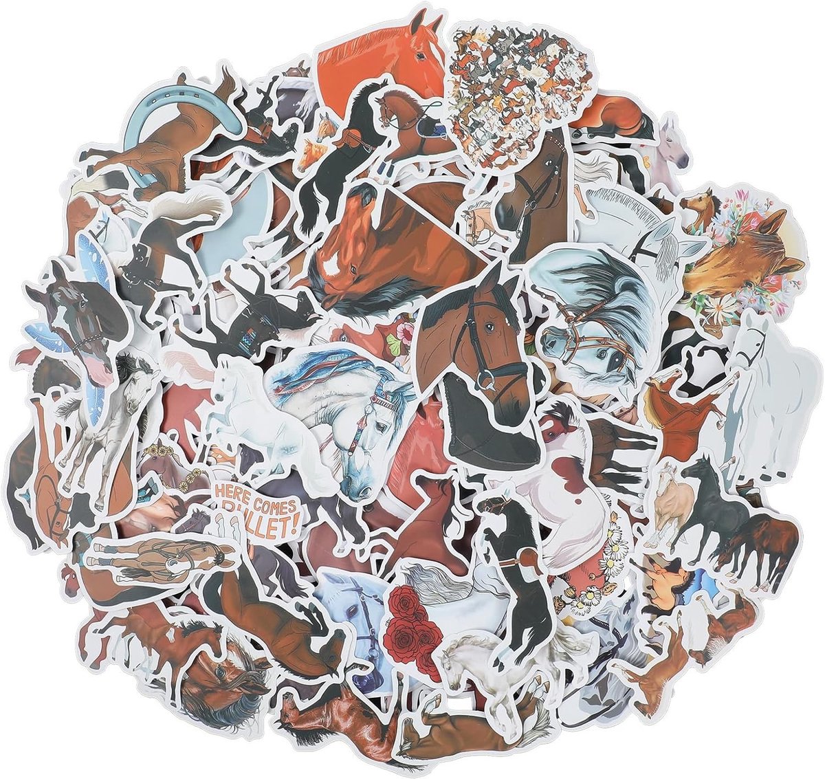 Dailygoods- Paard Stickers 100 Stuks - Waterdichte Dieren Stickers - Herbruikbare PVC Stickers - Decoratie voor Laptop/Skateboard - Veilig en Duurzaam - Multikleurige Stickers - Dierenstickers