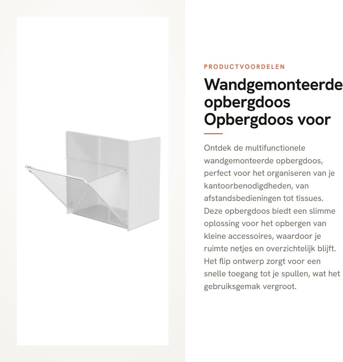 Dailygoods- Opbergdoos Wandgemonteerd - Opbergdoos met Flip Ontwerp - Organisatie voor Tissues - Duurzaam Kunststof - Grote Capaciteit - Ideaal voor Kantoorbenodigdheden - Opbergcontainer