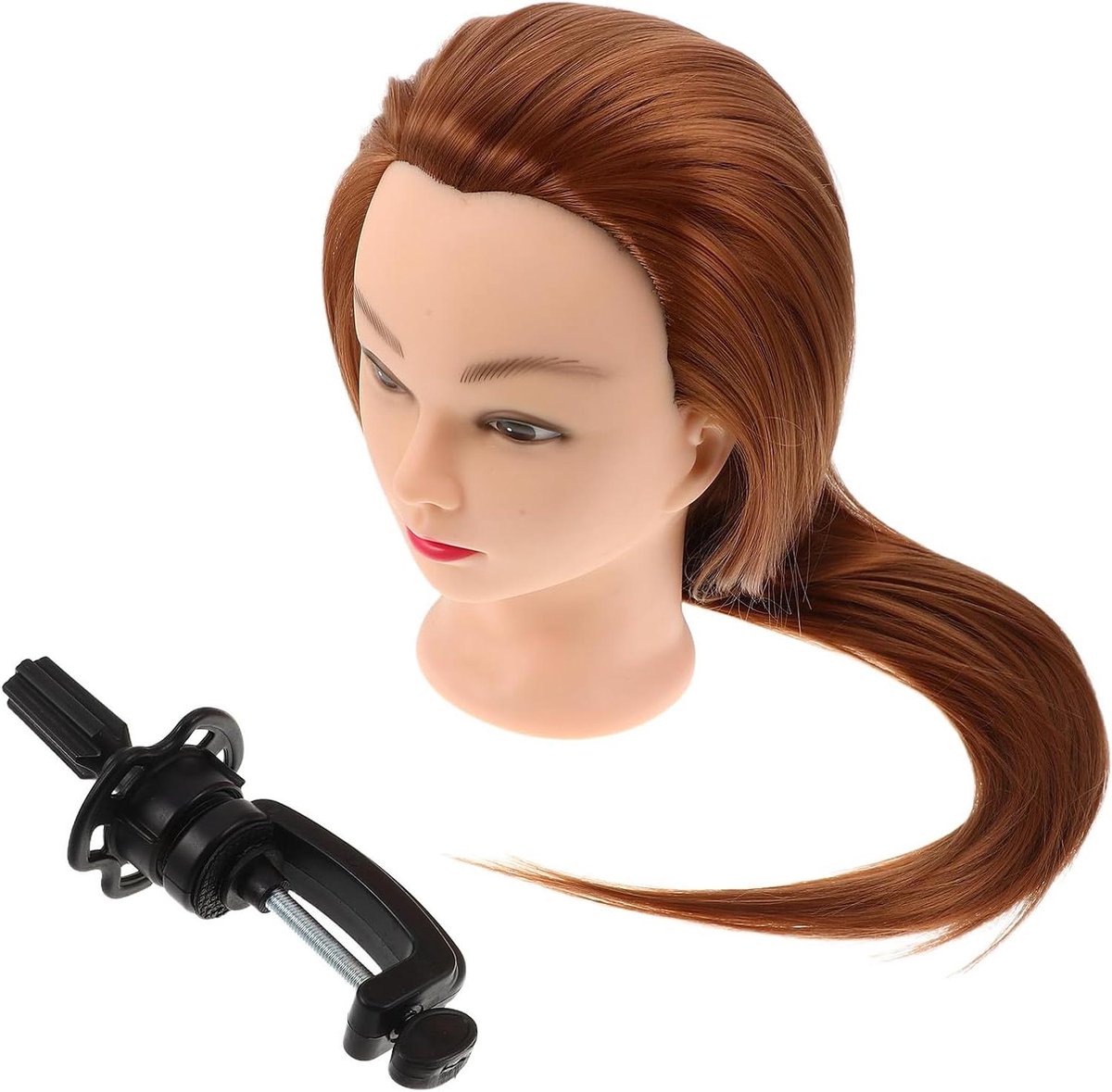 Oefenhoofd Haar - Styling Hoofd Trainingsmodel - Haar Vlechten Oefenen - Synthetisch Levensecht Haar - 70 cm - Lichtbruin