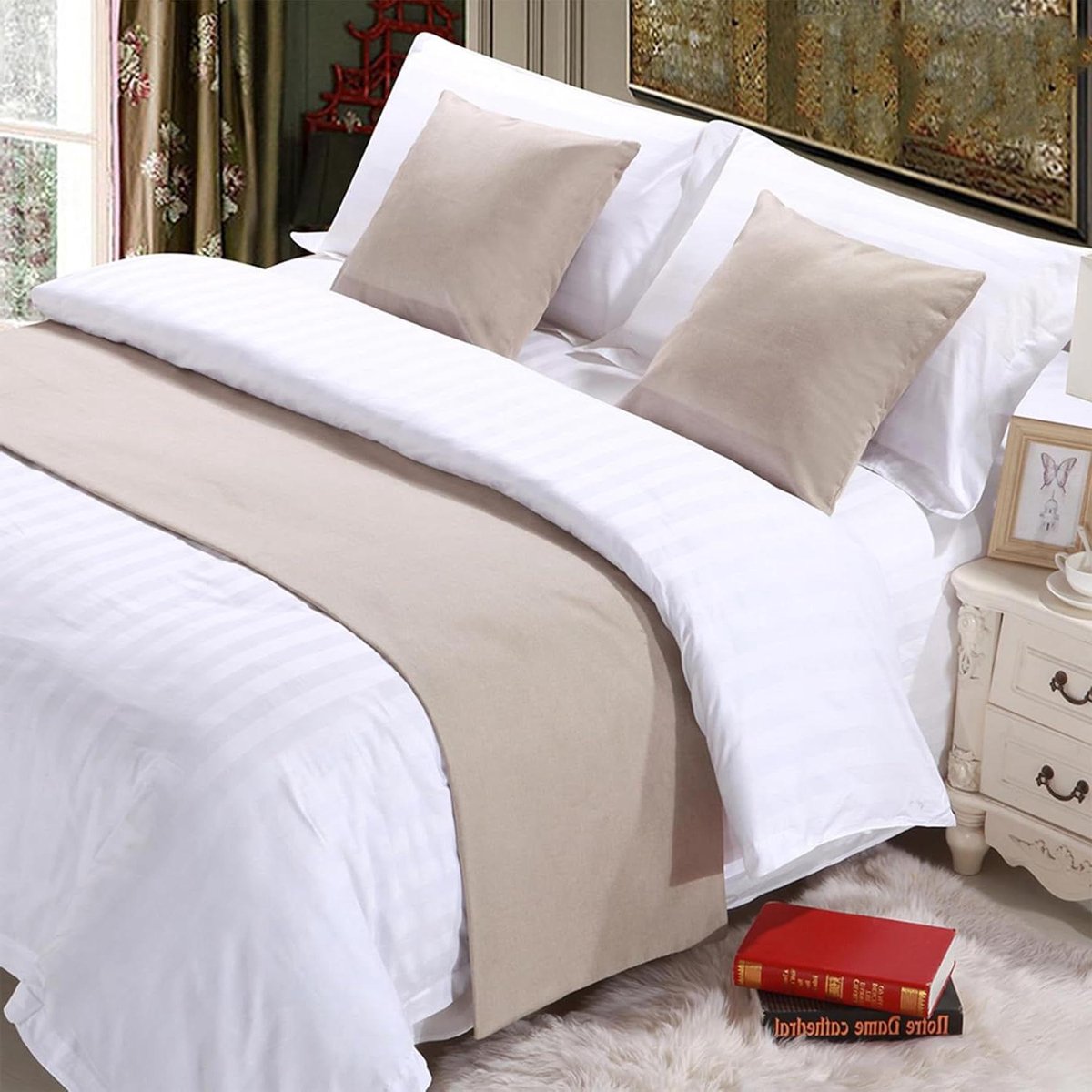 Bed Loper Sjaal - Bedloper Bedrok - Slaapkamer Decoratie - Zacht Katoen Linnen - 50x260cm