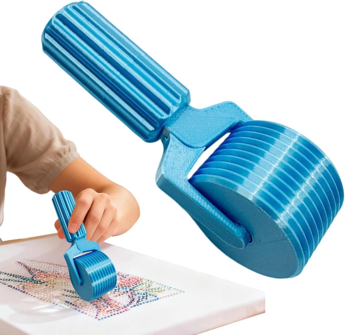 Drukroller Edelsteen Kunst - Glitterroller Hobby - Kralen Bevestigen - Gelijkmatige Drukverdeling - 10.5 cm - Blauw