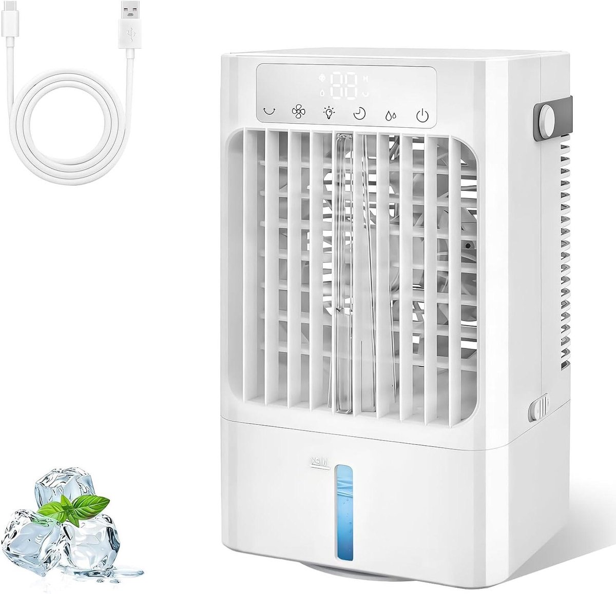 Luchtkoeler Ventilator - Persoonlijke Cooler - Ruimte Verkoelen - 4-in-1 Functie - 13x17x27 cm - Wit