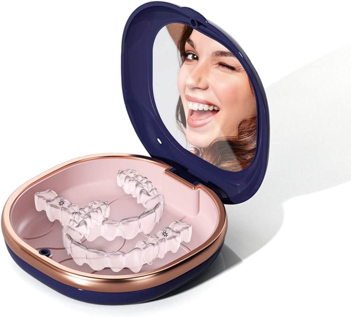 Dental Device Box with Mirror, Portable Denture Box with Dental Mouthpiece for Storing Prostheses, for Dental Devices - ShopVlot