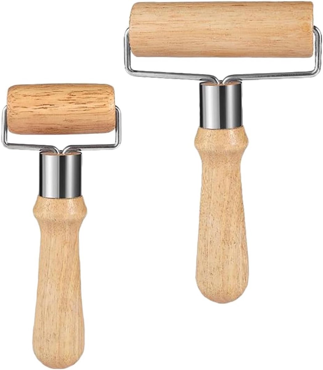 Deegroller set 2-delig - T-vormig - Hoogwaardig beukenhout - Perfect voor deeg en pasta - ShopVlot
