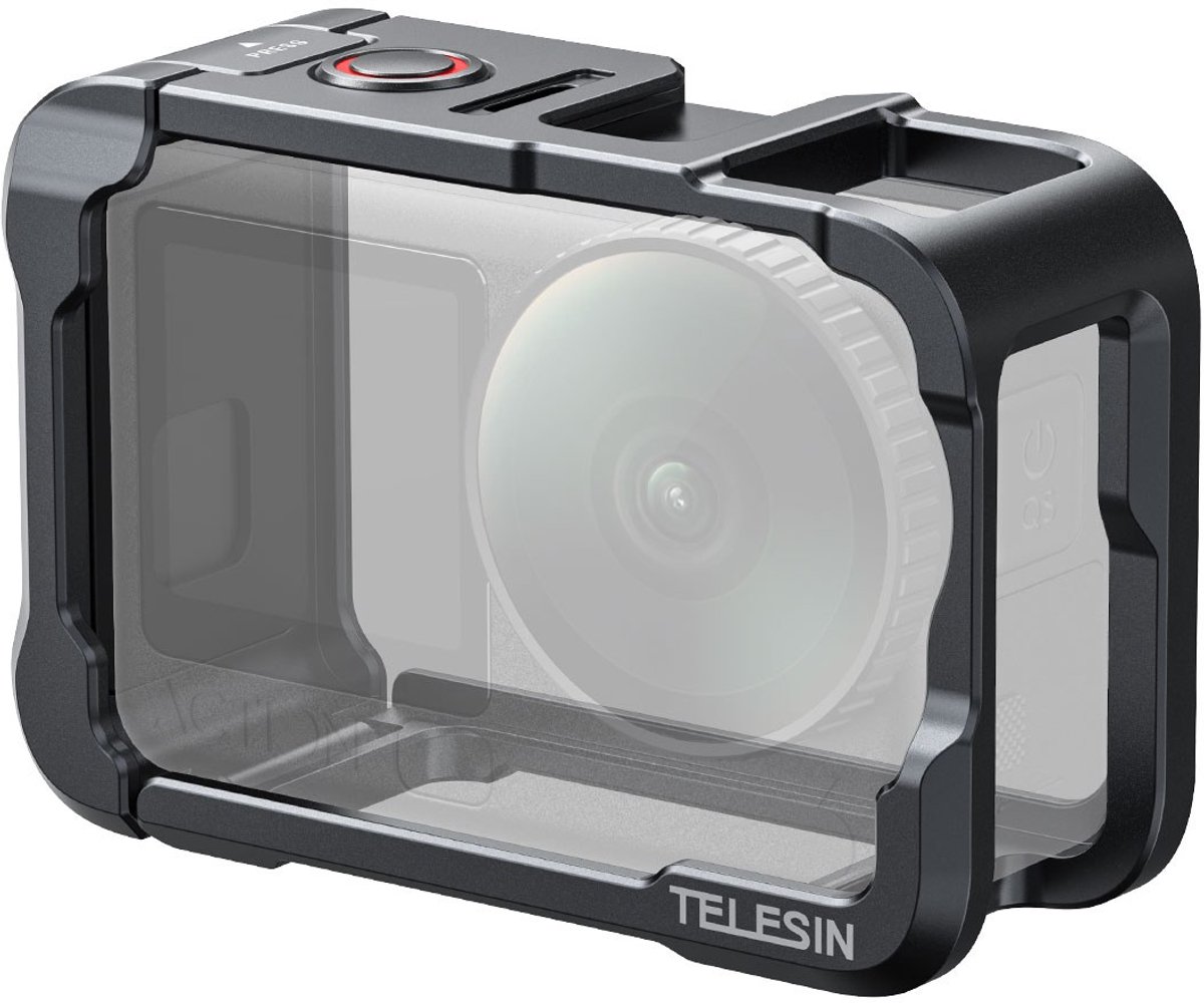 Telesin Aluminium Cage voor DJI Osmo Action 6 - 1/4 inch aansluiting - Cold shoe mount - 64g lichtgewicht - Grijs