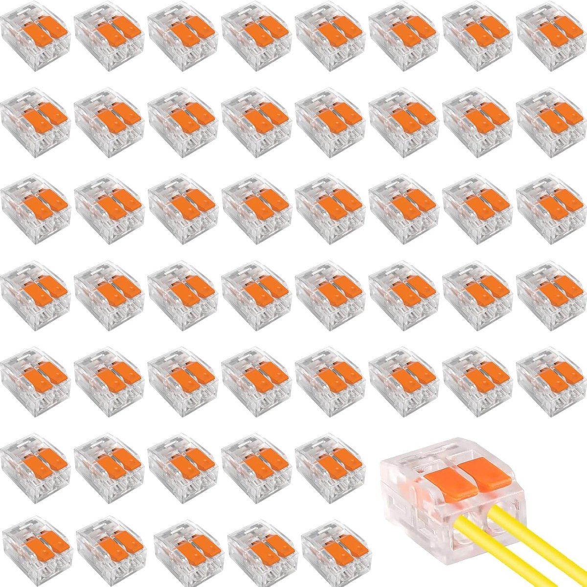 SnelShoppen - Pack van 50 Kabelconnectoren, Kabelclips, Elektrische Chandelier Terminals met Controlehendel, Elektrische Terminal Blokken, Aansluit Te