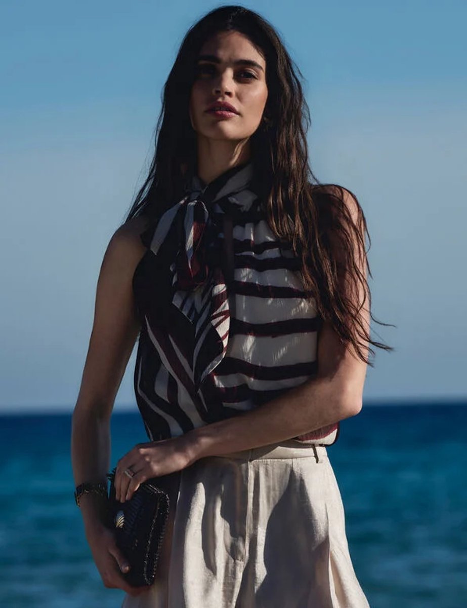 Morgan - Pleated top with lavallière neck 262-Omel Multicolor - Maat : 38