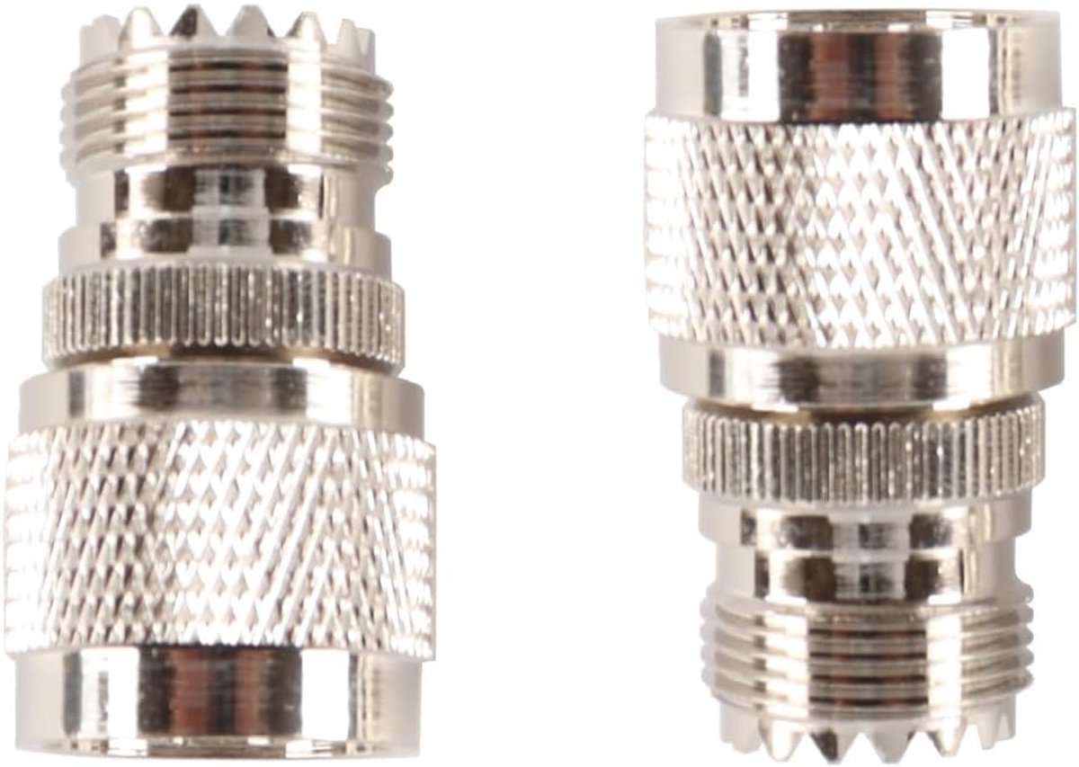 SnelShoppen - 2pcs UHF Female naar N Male Coaxiaal Adapter - 50 Ohm, Goud/Zilver, Voor WLAN Antenne, CCTV, WiFi, Radio, Video, Telecommunicatie