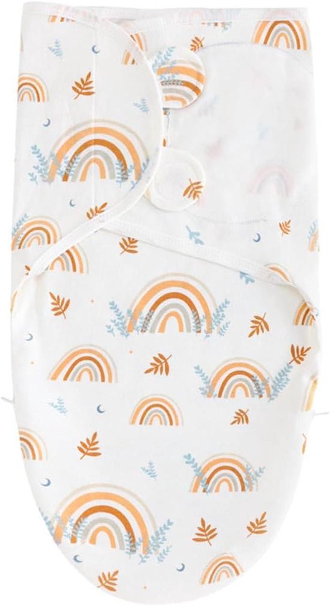 Babyswaddle Katoen - Wikkeldoek Baby - Rustige Slaap - Hypoallergeen Ademend - 73 x 50 cm - Kaki Regenboog