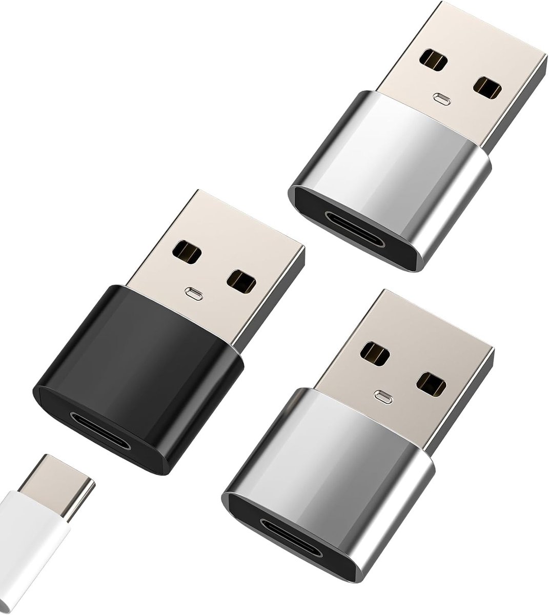 SnelShoppen - USB C Female naar USB Male Adapter (3 Stuks) voor Snelle Oplader Type C, Geschikt voor iPhone, Samsung, iPad, MacBook, OTG Power Kabel,