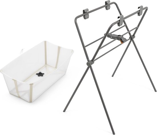 Opvouwbaar Babybad - Babybadje Draagbaar - Baby Verzorgen - Inclusief Badstandaard - 87 x 57 x 95 cm - Wit — afbeelding 2