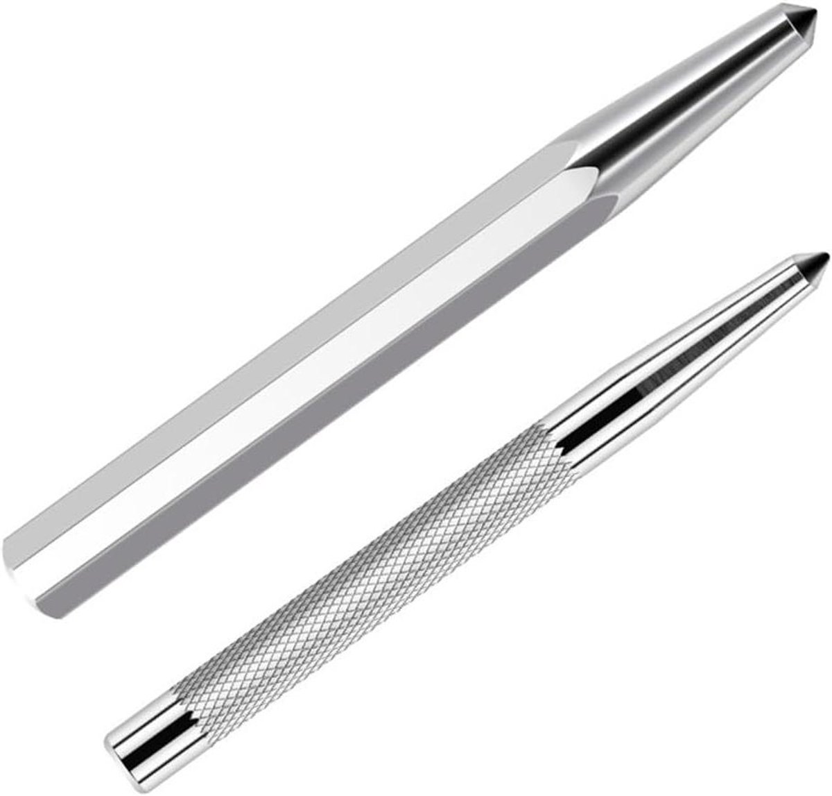 Center Punch Set - Pons Gereedschap - Nauwkeurig Boren - Geharde Tip - 2 Stuks - Zilver