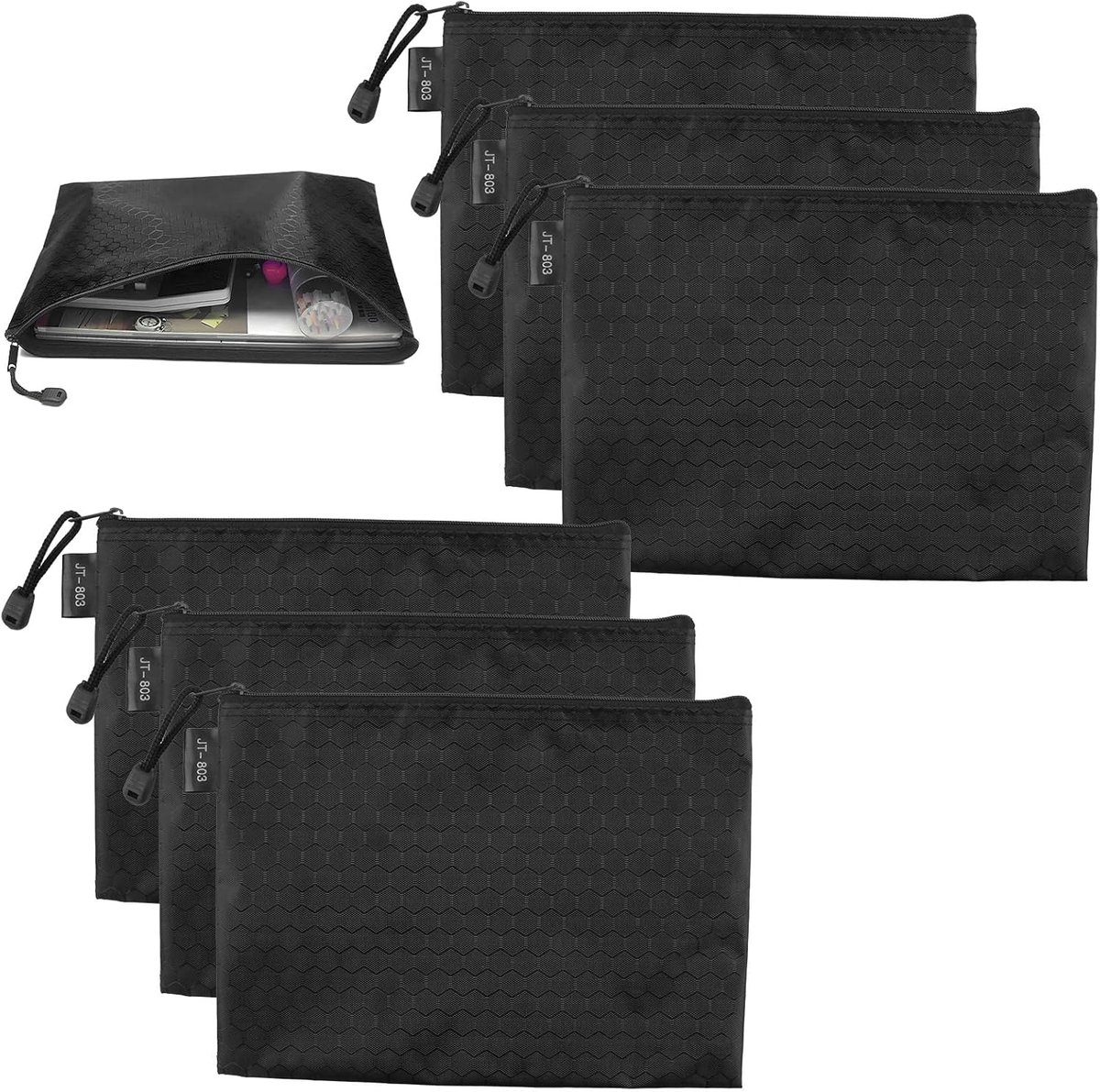 Sofa wallets A5 waterproof - zwart - met stevige rits - perfect voor school en kantoor - SnelShoppen