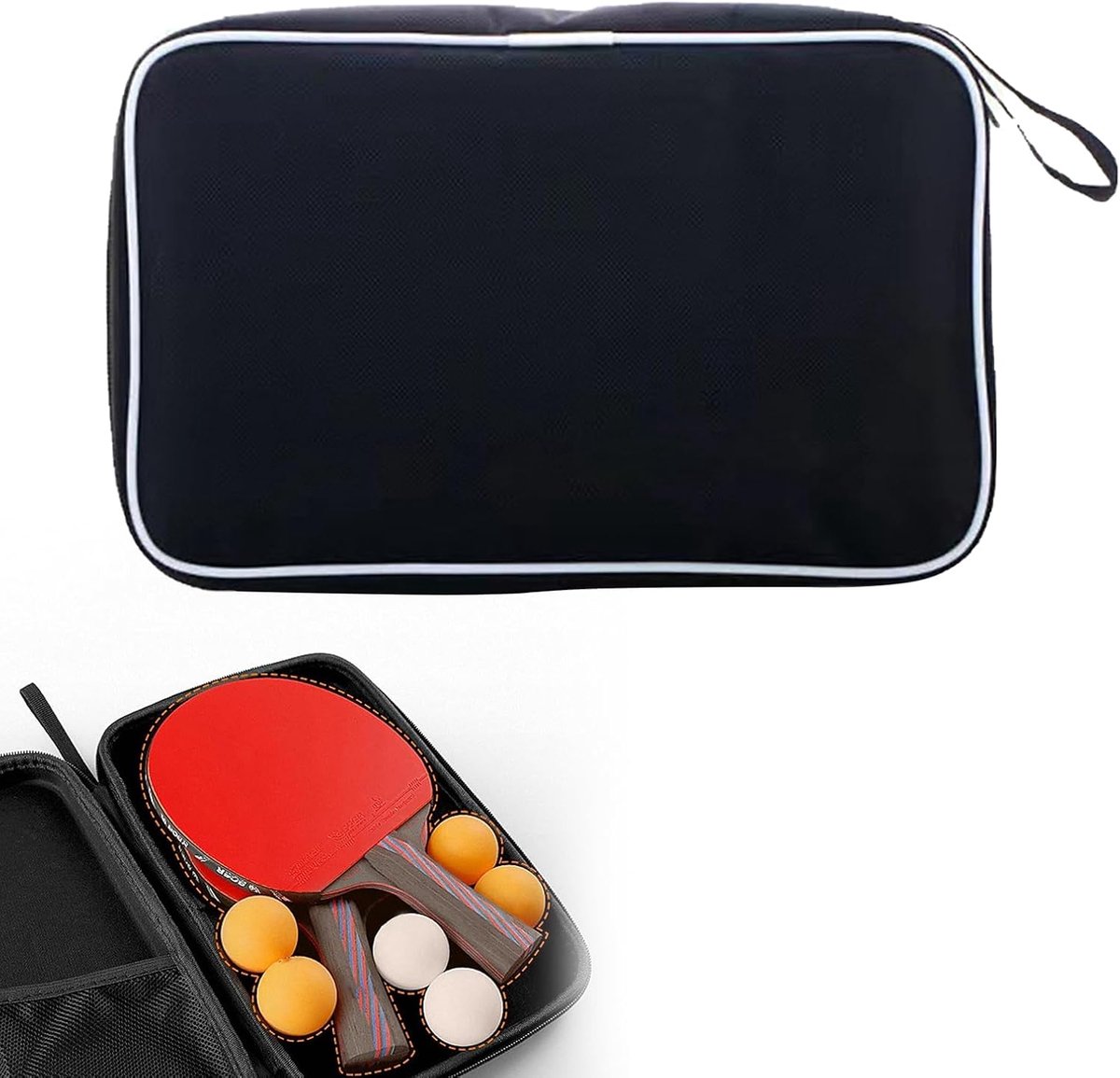 SnelShoppen - Table Tennis Racket Cover, Tafeltennis Tas, Batcover voor 2 Bats en 3 Ballen, Waterdichte Oxford, 29 x 19 x 6 cm, Ideaal voor Tafeltenni