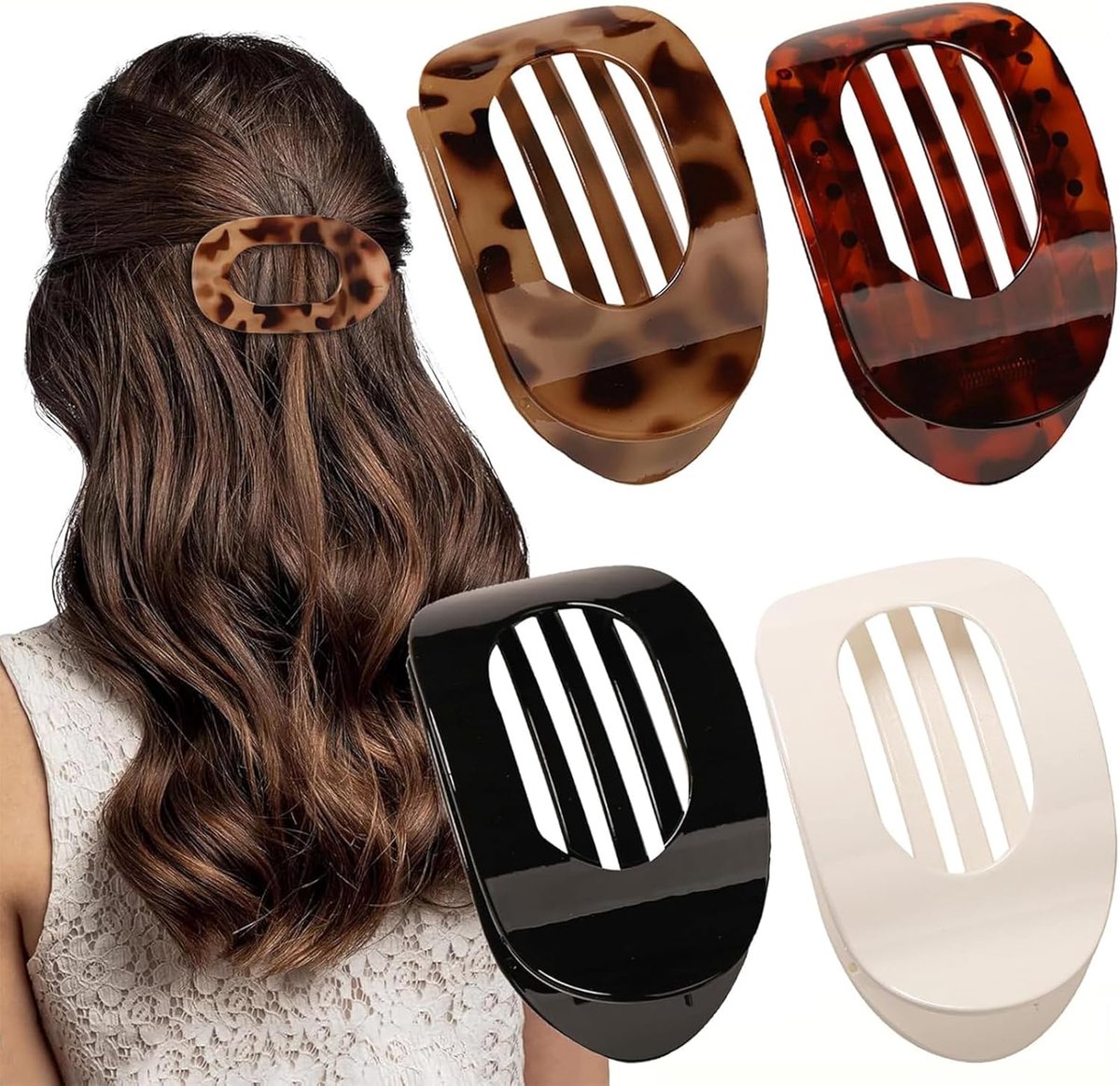 SnelShoppen - 4 Stuks Plat Haarspelden, Ronde Haarclips voor Vrouwen, Sterke Grip Franse Haarspelden voor Dik en Dun Haar, Multicolor, 4er Pack